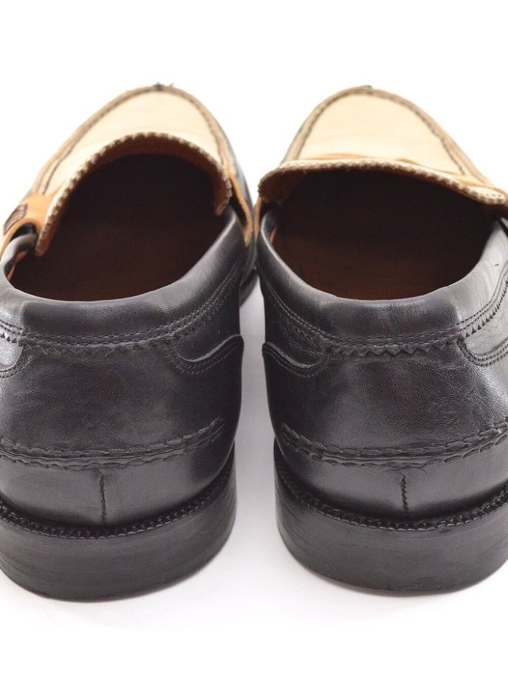 Paul Fredrick Two-Tone Black, Cream & Tan Leather Loafers - Picture 5 of 8